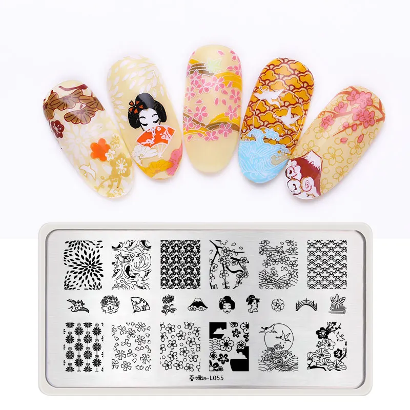 

Harunouta Nail Art Stamp Template Japanese Style Stamping Plate Wave Image Print for Nails Manicure Stencils