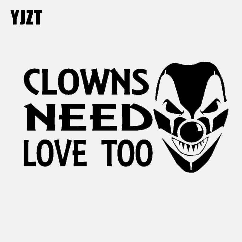 YJZT 16 5 см * 8 интересные клоуны Need Love Too Decal черные серебряные виниловые