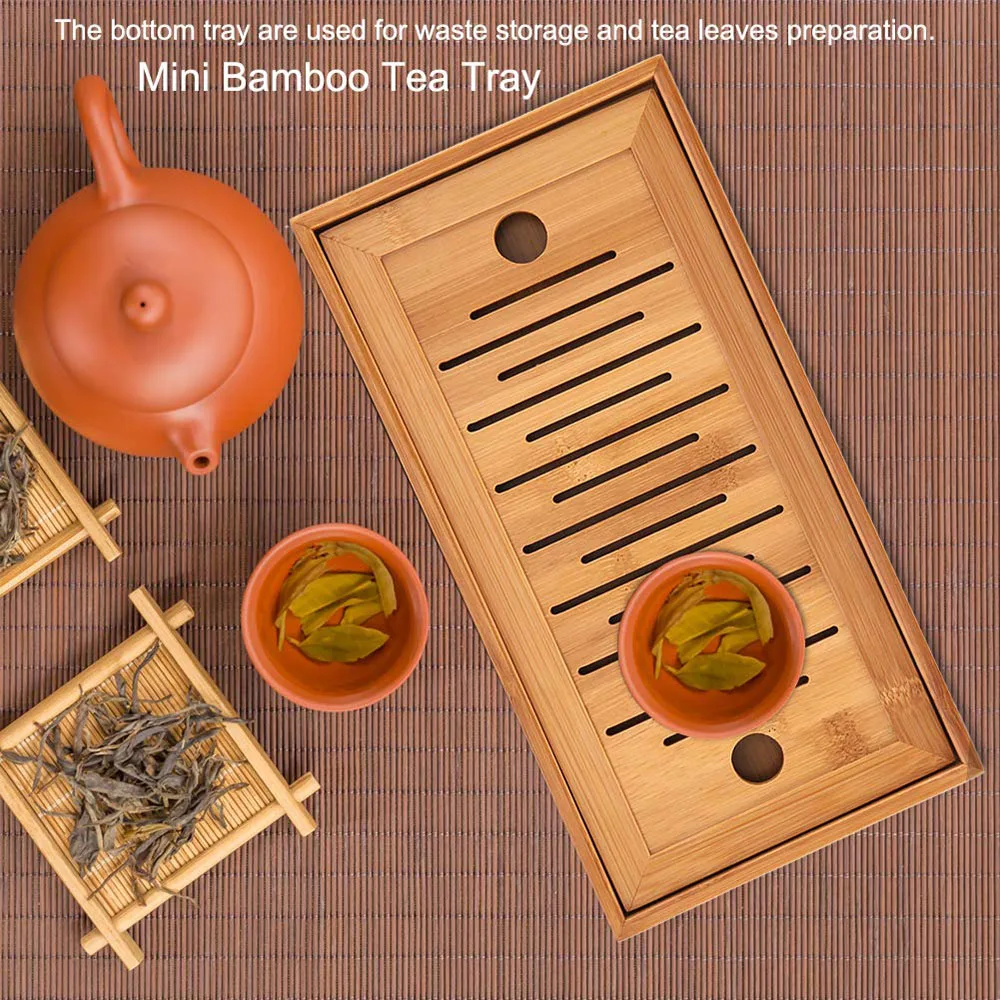 

Bamboo Tea Tray Chinese Set Gongfu Tea Accessories Serving Food Coffee Cutlery Tray Tea Serving Gadget Natural Board