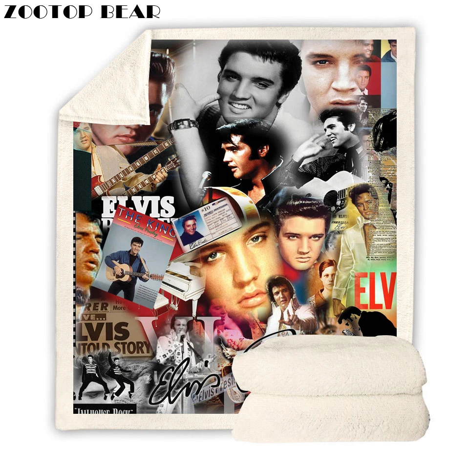 

Elvis Presley Patched Design Blanket Plush 3d Printed for Adults Sofa Sherpa Fleece Bedspread Wrap Throw Blanket Microfiber