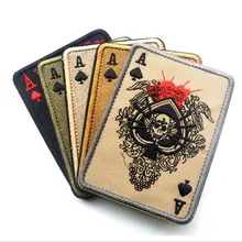 1 шт., прямоугольная нашивка, вышивка, карты для покера, армейский боевой тактический военный боевой дух, нагрудный знак крючок и петля, полоса, значок