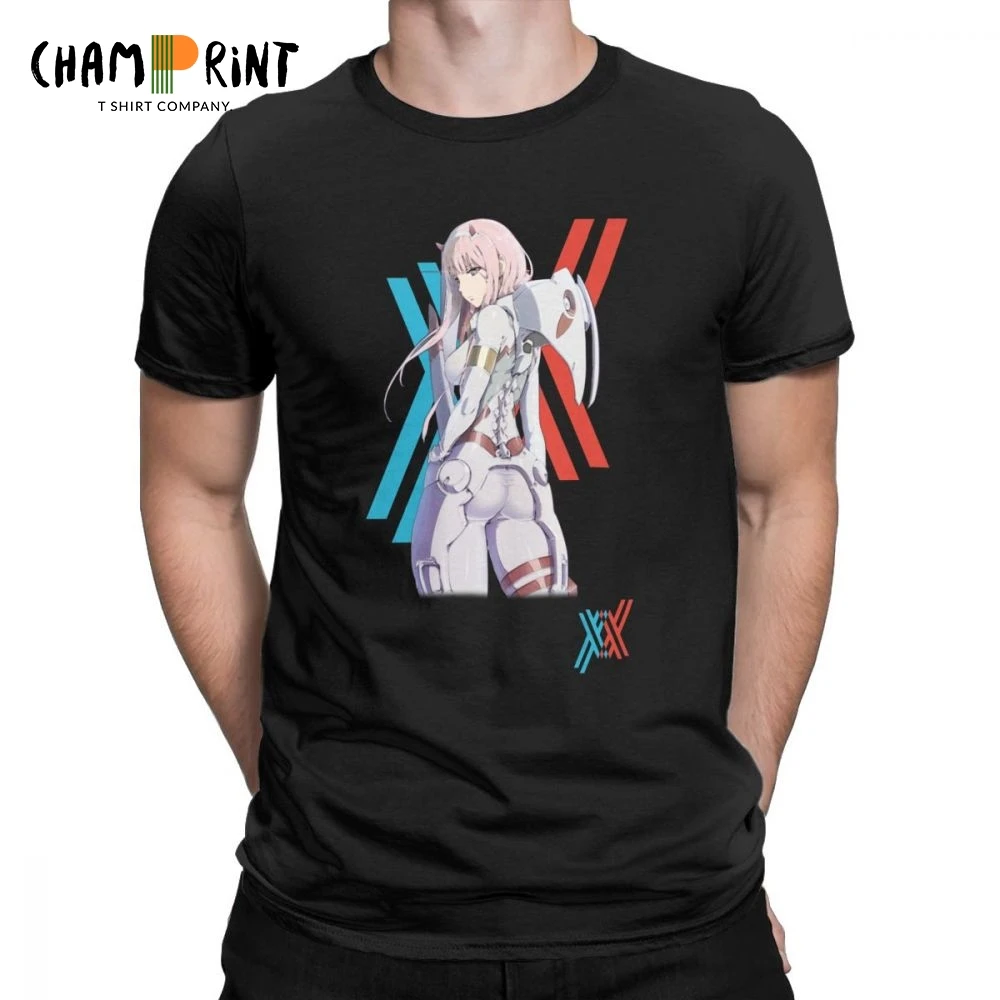 

Darling In The Franxx Zero Two Pilot Suit T-Shirt for Male Round Collar Short Sleeved Tees Cotton T Shirt Cool Gift Clothing