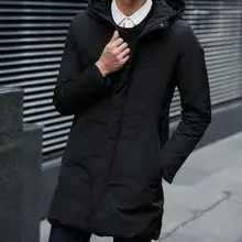 Hot Горячая Зимняя Мужская Новая мода с длинным разрезом самокультивирующаяся с капюшоном Толстая хлопковая куртка