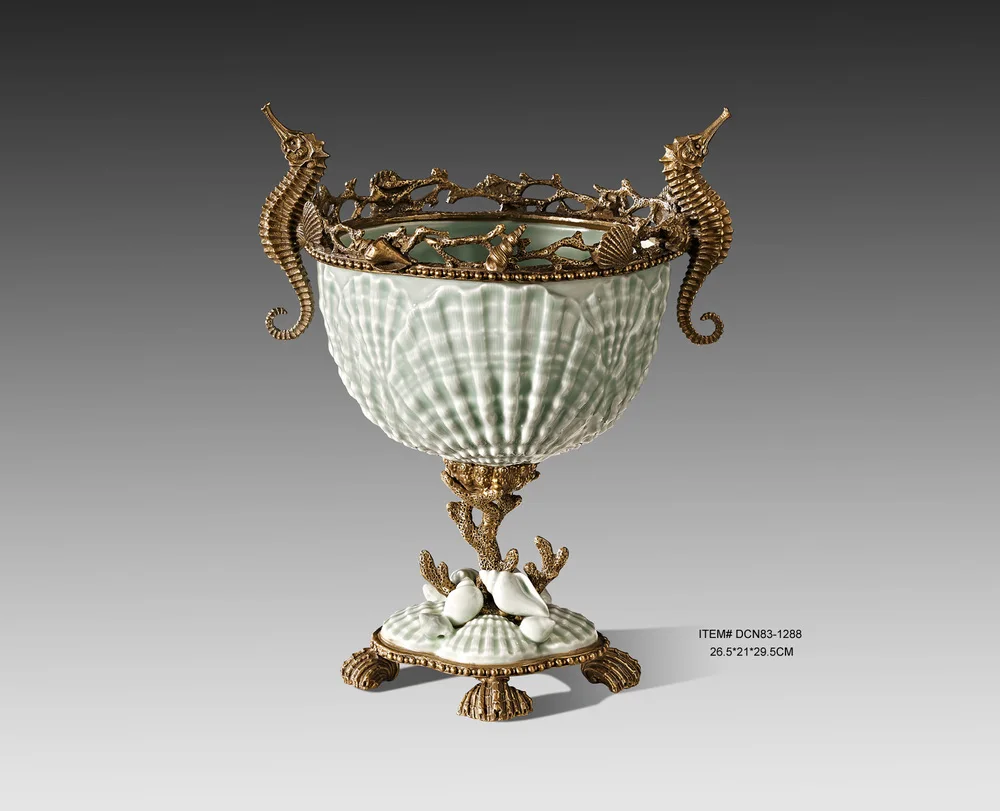Ceramics with copper compote Villa Club Luxury soft-mounted inlaid coated handicrafts ocean hippocampus | Мужская одежда