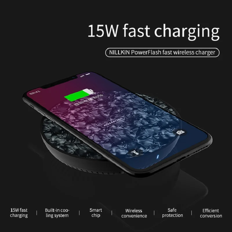 

NILLKIN PowerFlash 15W Qi Fast Charger For Samsung note 9 8 s8 s9 s10 plus Wireless Charger For iphone X XS Max huawei xiaomi 9