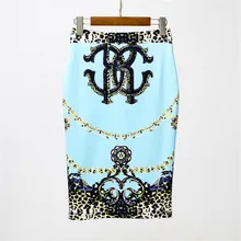 High Street Повседневное печать ретро элегантные длинные юбка-карандаш модный бренд Высокая Талия оснастки хлопка Для женщин Длинная юбка