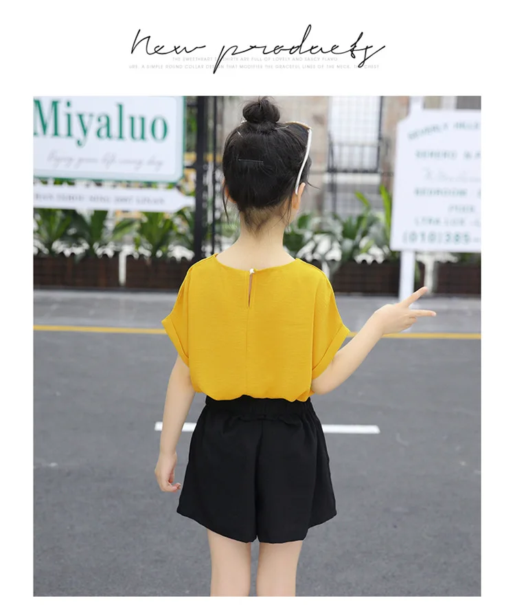 Summer Children Clothing Sets For Girls 2019 Fashion Letter Print Tshirts Tops Shorts Teenage Clothes 2Pcs Kids Suit 10 12 Years (11)