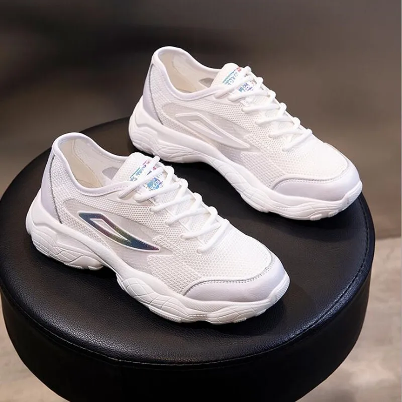 

Fashion female sneakers 2019 summer new soft comfortable Genuine Leather mesh breathable running shoes casual small white shoes