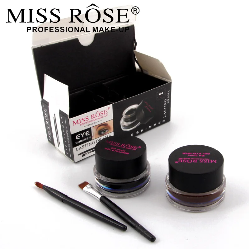 

MISS ROSE 2 in 1 Brown + Black Gel Eyeliner Make Up Water-proof And Smudge-proof Cosmetics Set Eye Liner Kit in Eye Liner Makeup