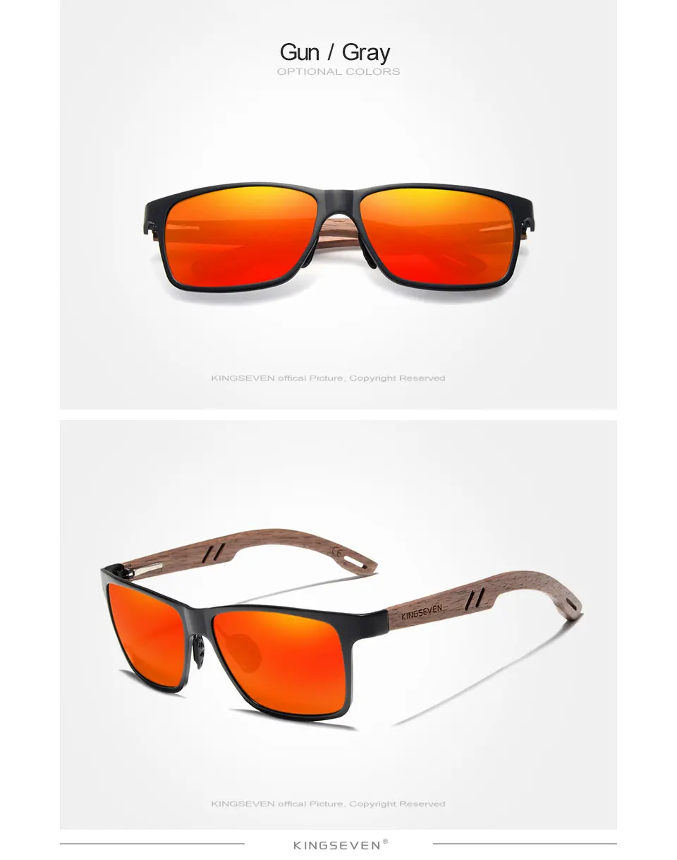 KINGSEVEN деревянные мужские солнцезащитные очки поляризованные солнцезащитные очки в деревянной оправе для женщин зеркальные линзы ручной работы модные UV400 очки аксессуары