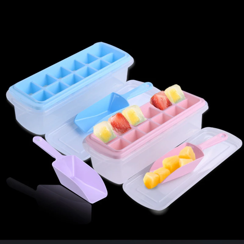 

12 Grids Food Grade Ice Tray Fruit Ice Cube Maker Storage Containers Diy Creative Ice Cube Mold Square Shape Kitchen Accessories
