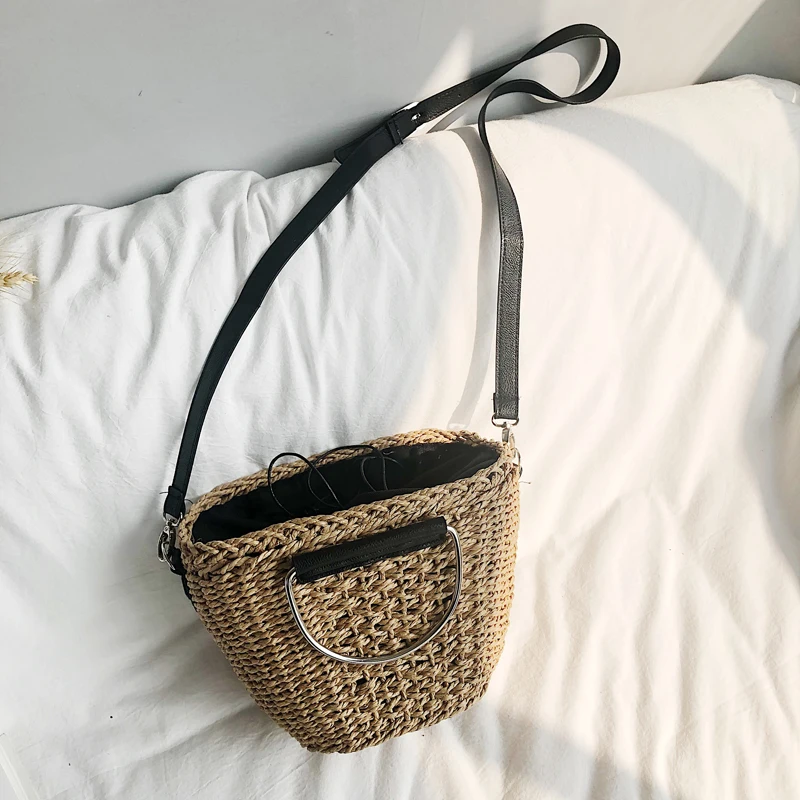 

2019 new cross hand-woven women's art bag single-shoulder bag women's handbag multi-functional beach bag holiday bag