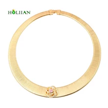 Дамское модное массивное ожерелье с torques для женщин золотого цвета панк воротник чокер кристалл цветок роскошное ожерелье хит