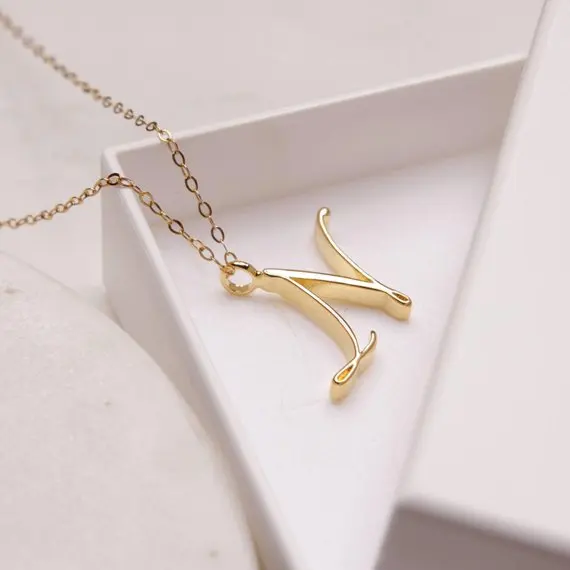 Small Letter Label Simple Initial Logo Alphabet N Necklace Fashion Symbol  English Initials Letters Charm Pendant Jewelry - Necklace - AliExpress