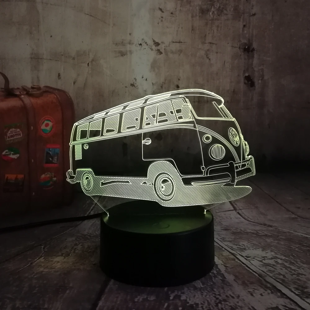 Nuevo 2018 3D Lamparas patrulla autobús LED 7 cambio de Color de luz de la noche dormitorio lámpara decoración niño chico de Navidad halloween juguete de regalo Nuevo 2018 3D Lamparas patrulla autobús LED 7 cambio de Color de luz de la noche dormitorio lámpara decoración niño chico de Navidad halloween juguete de regalo