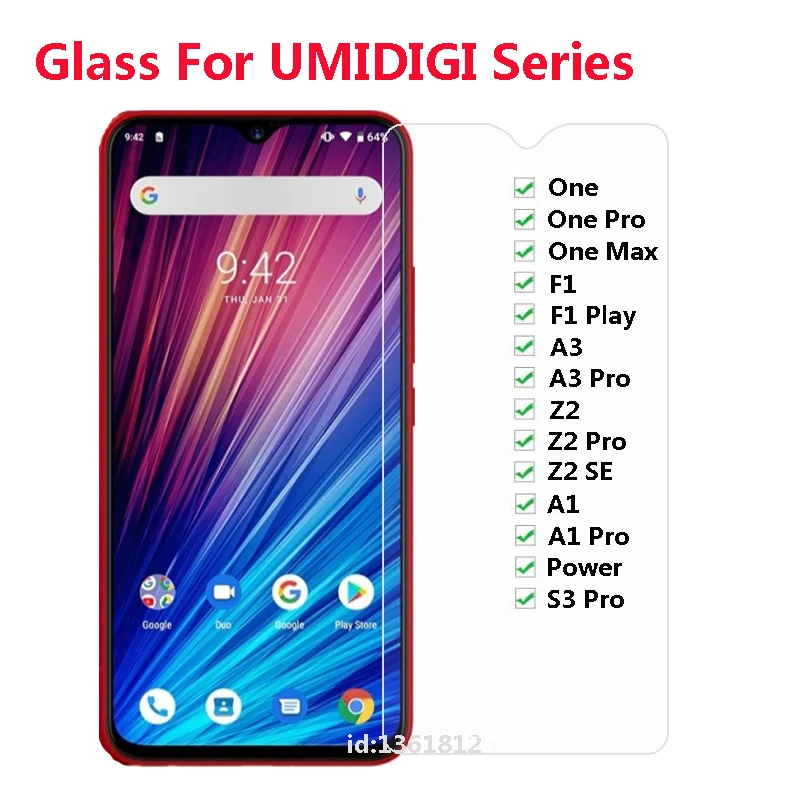 

UMIDIGI F1 Play Tempered Glass 100% Good Quality Premium 9H Screen Protector Glass for UMIDIGI One A1 A3 S3 Z2 Pro Max SE Power