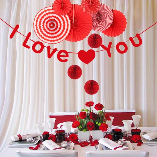 i love u red wedding shower decorations tissue paper paper fans wedding shower banners