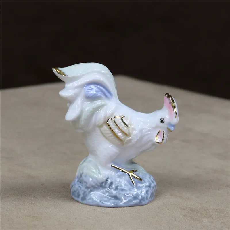 Delicate Ceramics Chicken Figurine Glazed Porcelain Chick Model Poultry