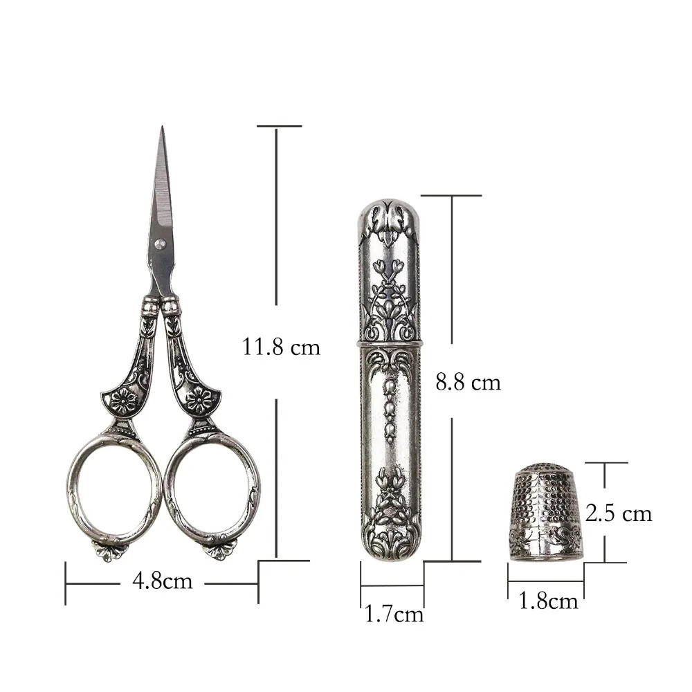 Европейский Винтажный набор для шитья ножницы металлический наперсток игольчатый Чехол DIY Швейные Инструменты для вышивки крестиком аксессуары для рукоделия