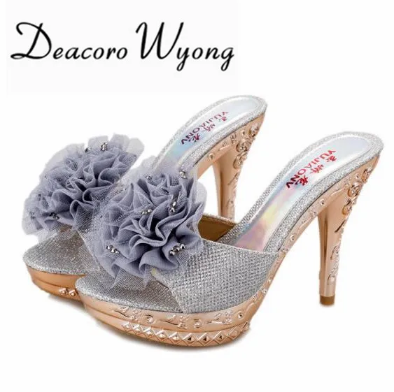 

Free shipping female summer sexy diamond flower party sandal heels, fashion shining pu diamond flower wedding sandals 35-39