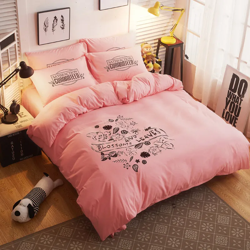 

WLIARLEO Polyester/Cotton Bedding Set Elk Printed Duvet cover Solid Comforter bedding sets 4PCS Sheet+Pillowcase+Duvet Cover
