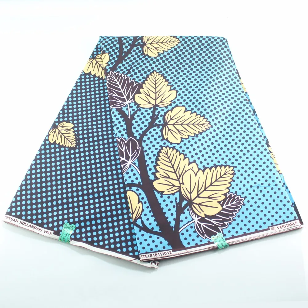 6 ярдов/комплект африканская восковая ткань с листьями в горошек 100% хлопок Анкара