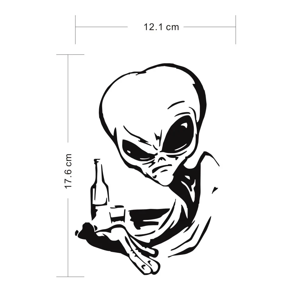 Cunymagos Alien Ufo Car Sticker Motocycle Vinyl Decal Car Styling Fashion Creative Car Body Window Stickers Funny 12.1cm17 (2)