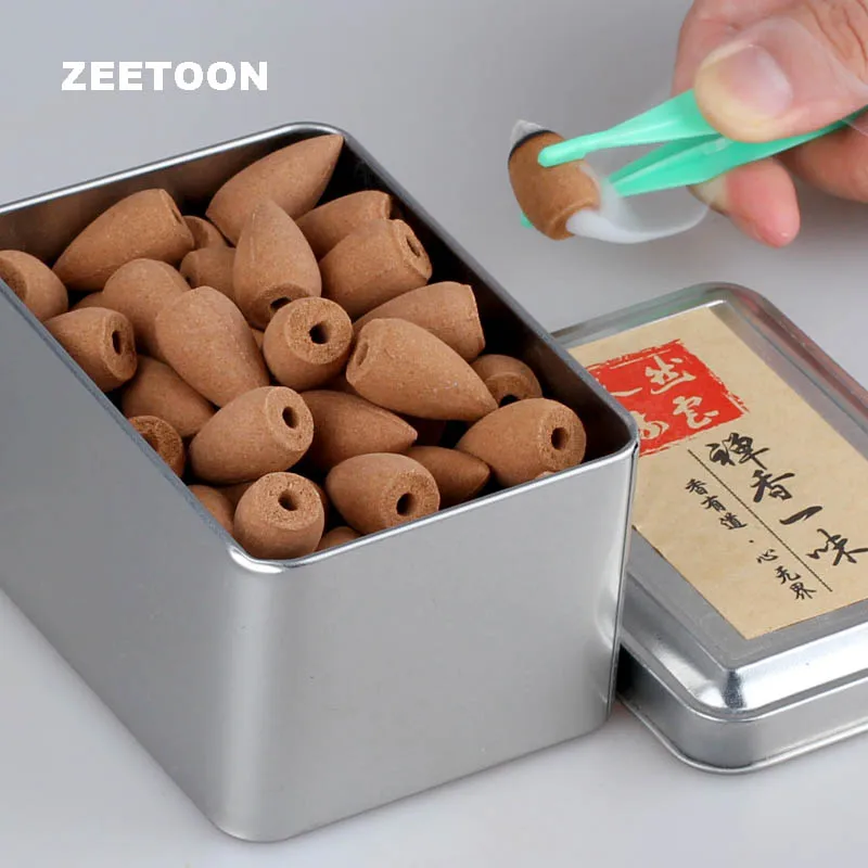 80Pc/box Chinese Natural Aromatic Scented Cone Incense Sandalwood Tower Shape Backflow Incense