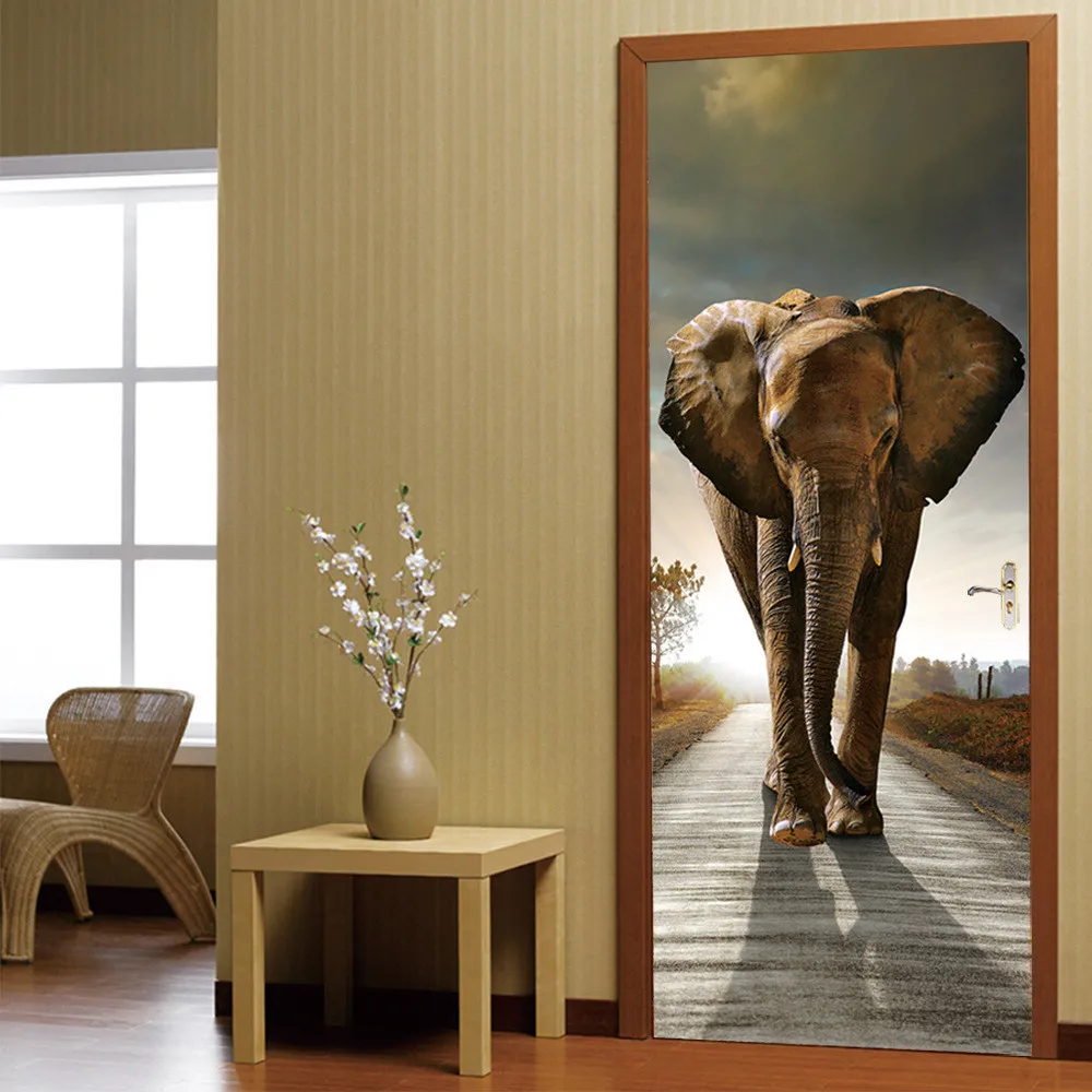 Пользовательские размеры/77X200 см сильный слон дверь стикер ПВХ самоклеющиеся обои водонепроницаемые украшения дома DIY настенные наклейки плакат