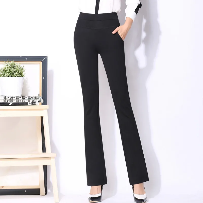 

Spring Autumn New Casual Solid Flare Pants Women 2018 Fashion Elastic Waist For Women Slim Trousers Plus Size S-4XL