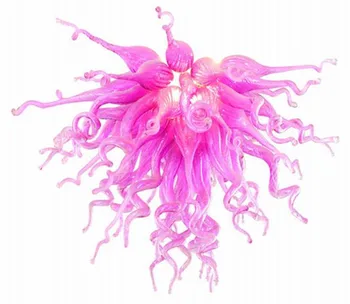 

Free Shipping Pink Flower Chandelier Blown Glass