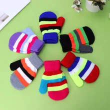 Зимние милый, для новорожденных и малышей многоцветный принт Горячие Девочки Мальчики зима теплая перчатки