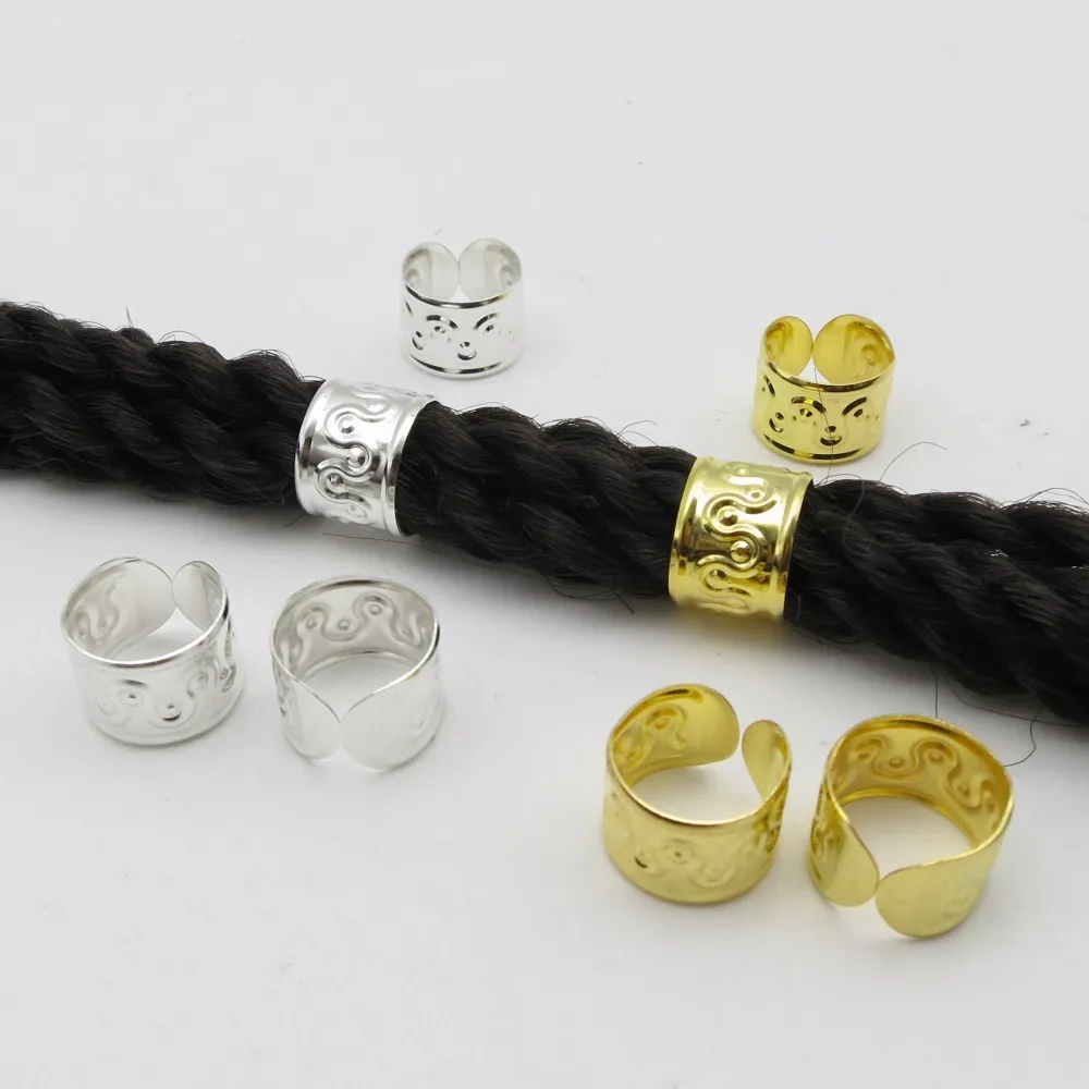 

30pcs-50pcs Big adjustable Silver/Golden hair braid dread Dreadlock Beads cuffs clips rings tube approx 12mm hole Accessories