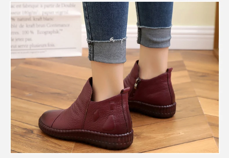 GKTINOO/Модные осенние ботинки на плоской подошве; ботильоны из натуральной кожи; винтажная Повседневная обувь; фирменный дизайн; женские ботинки ручной работы в стиле ретро