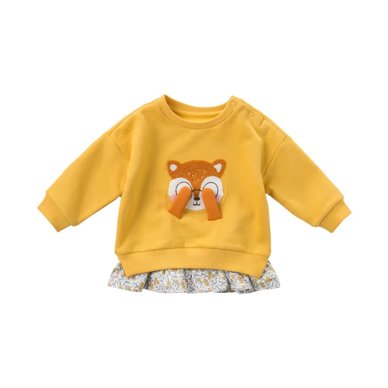 DBZ11136 dave bella/осенний пуловер для маленьких девочек; детская футболка с длинными рукавами и принтом; топы высокого качества для малышей; детские футболки - Цвет: yellow