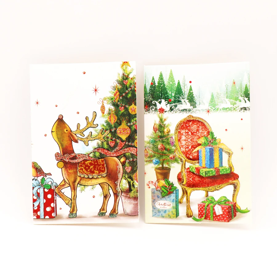 18 шт./упак. мультфильм Санта Клаус Рождественская открытка с утолщённой меховой опушкой, поздравительные открытки Рождественские открытки на день рождения, рождественские украшения для дома подарок на Рождество