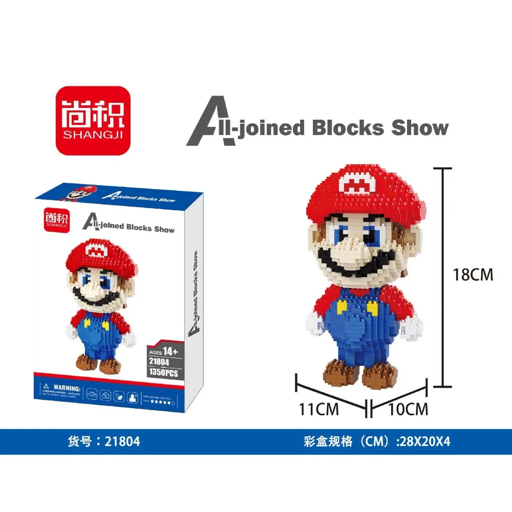 Shangji Япония в стиле видеоигры Super Mario огненный белый 3D модель DIY Micro Алмаз Мини