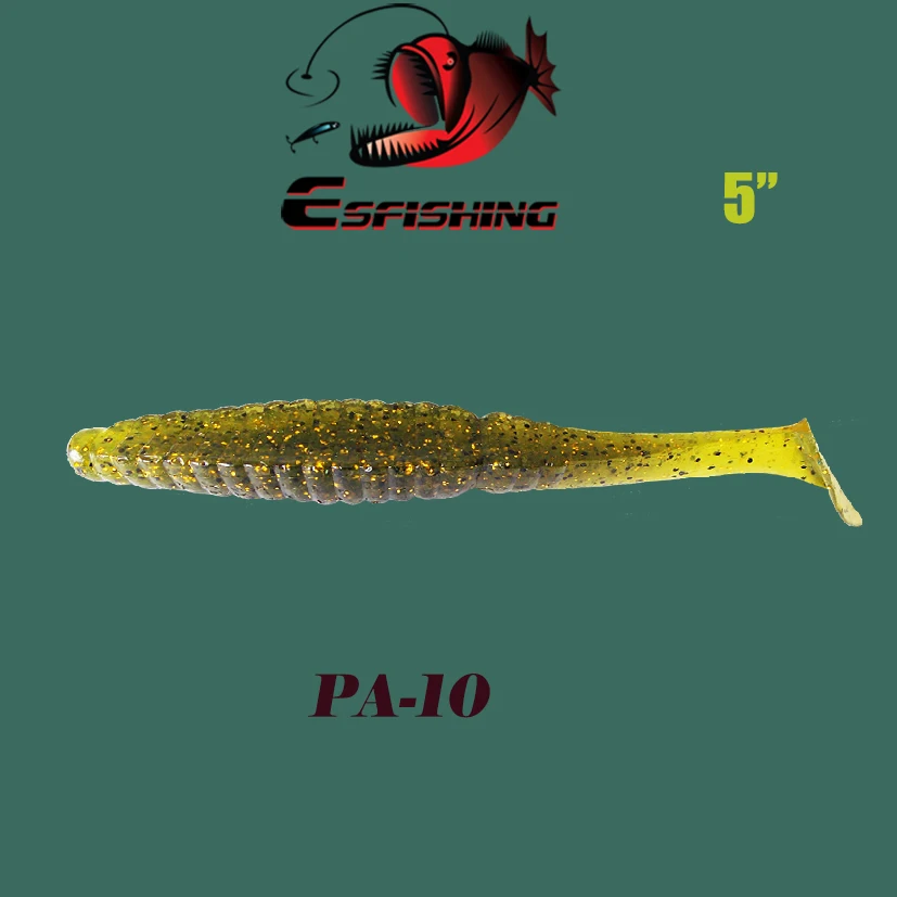 Рыболовная приманка, мягкий хвост, блеск, 4 шт., 12,5 см/15,5 г, Esfishing Worm Stagger, 5 дюймов, Swimbait, приманка, Спиннер, карп, форель окунь - Цвет: PA10