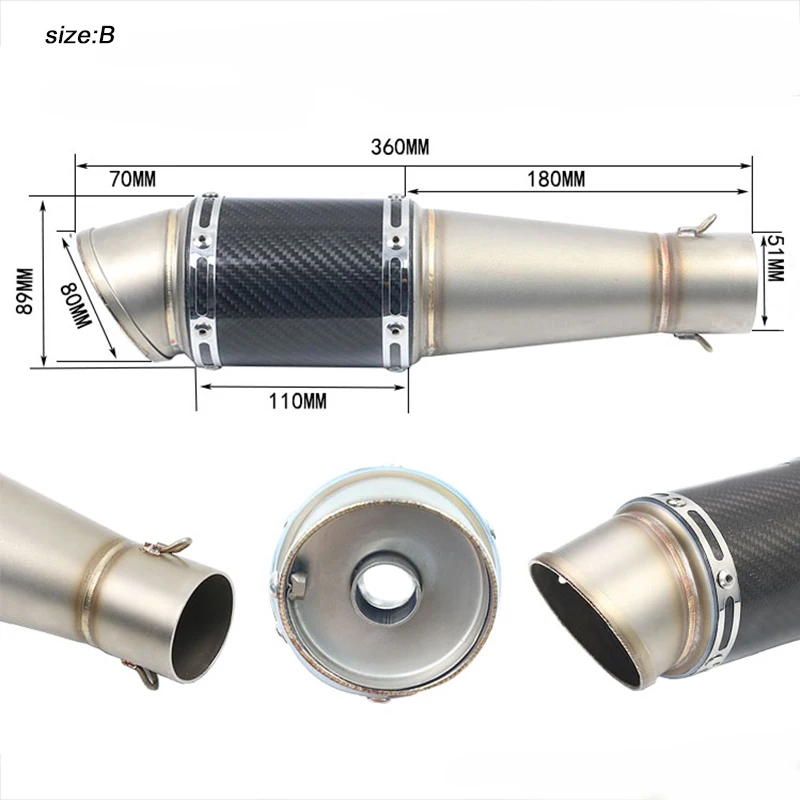 Moto-короткие глушитель соединение трубы 51 мм, система глушителя с DB Killer из нержавеющей стали