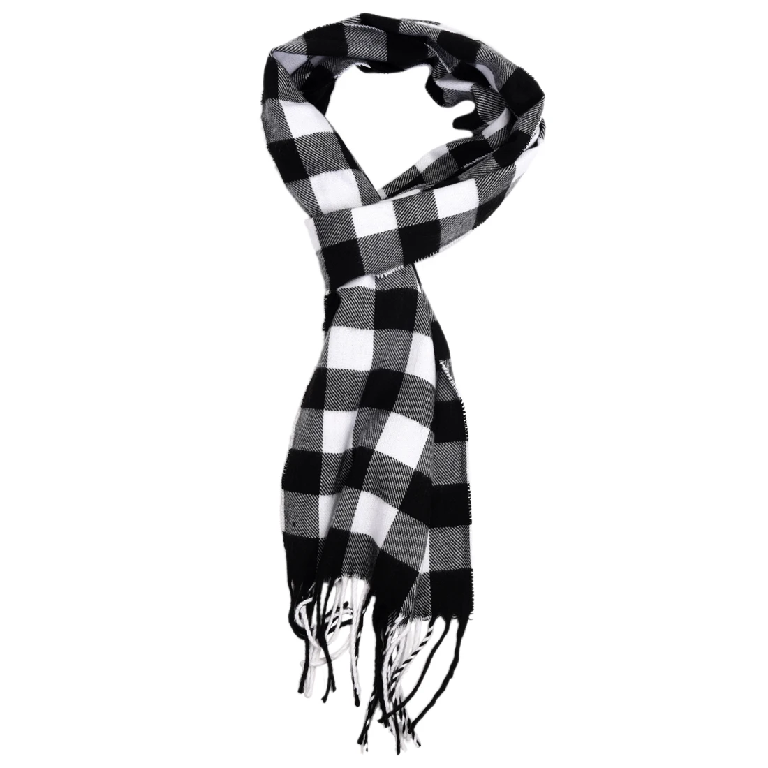 2017 новые классические черные и белые полосой печати Украшенные кисточками шарф для Для мужчин