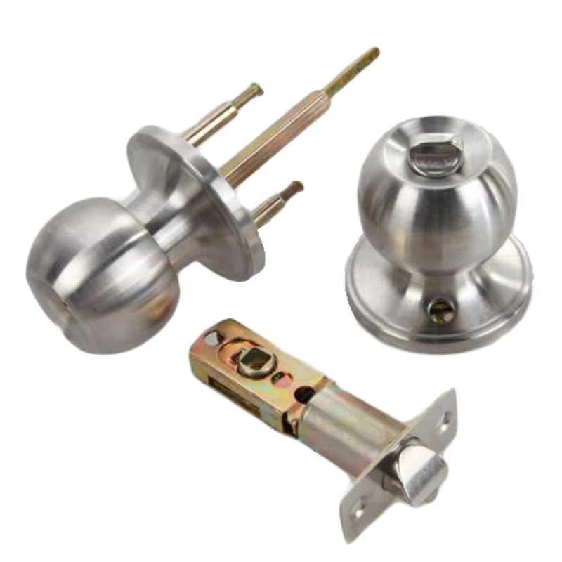 

Stainless Steel Round Ball Privacy Door Knob Kit Handle Lock & Key Home Decor S