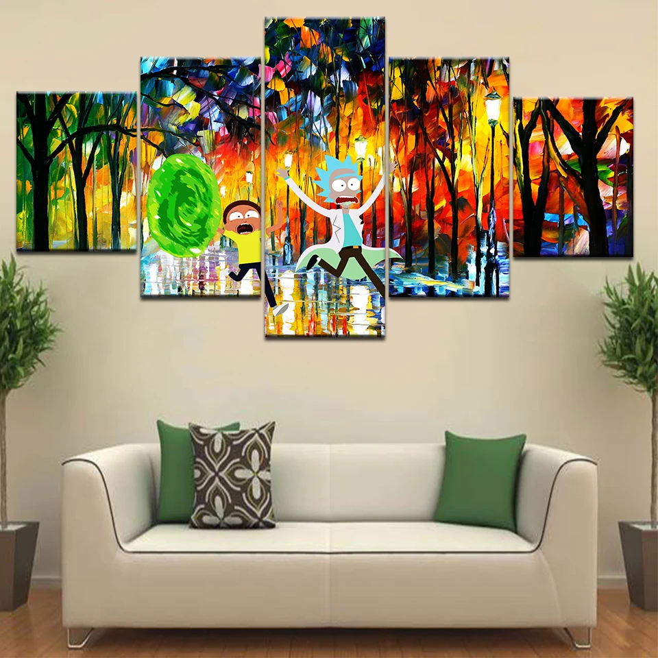 5piece-Poster-Canvas-Rick-and-Morty-frightened-wall-posters-Print-On-Canvas-Art-Painting-For-home (2)