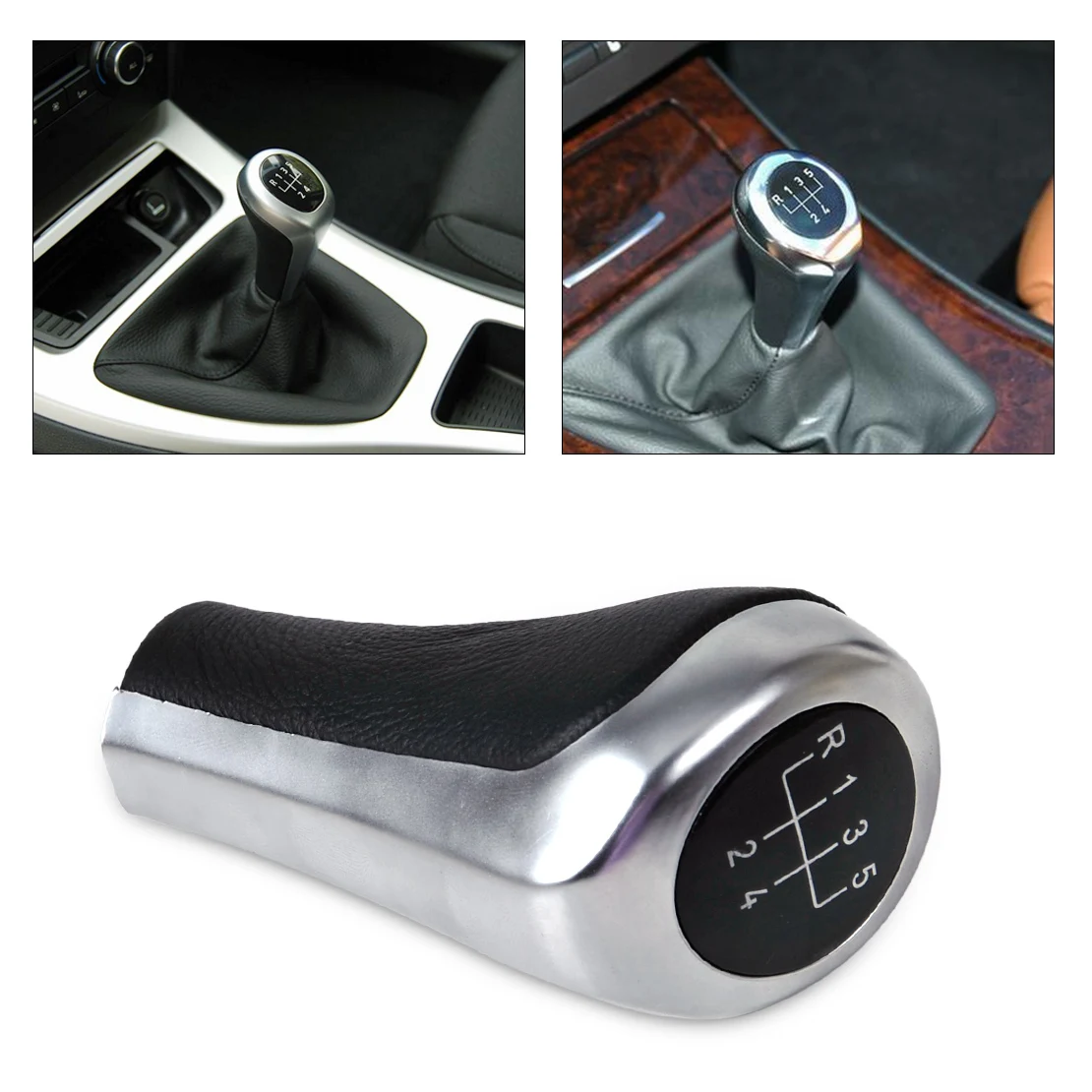 DWCX PU leather 5 Speed Manual MT Gear Stick Shift Knob for BMW 1 3 5 6