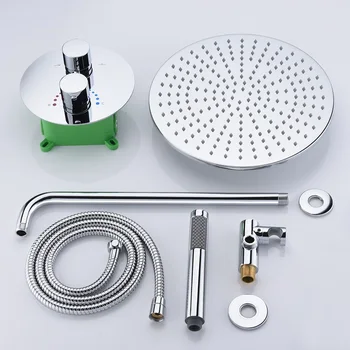 

Luxury 2019 Bathroom Fixtures 12 Inch Round Shower Set Rainfall Wall Mounted Brass Thermostatic Shower System