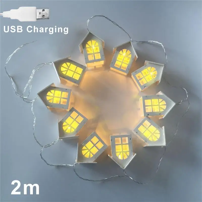 Светодиодный светильник-гирлянда в виде деревянного дома, 2 м, 10 Светодиодный светильник для комнаты s, декоративный светильник-Гирлянда для свадебной вечеринки, праздничный Сказочный светильник s, Новинка - Испускаемый цвет: USB