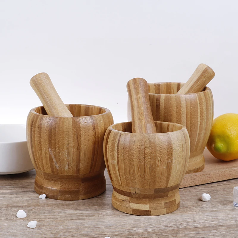 Mill Wooden Mortar And Pestle Set Garlic Pot Grinding Bowl Kitchen Tools & Gadgets Herb Mill Crusher