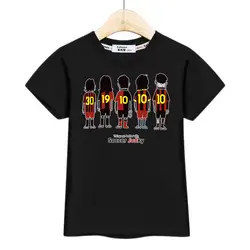 Новинка 2018 Месси сзади Дизайн футболка Для детей, на лето Футбол узор Повседневная одежда хлопковые топы с круглым вырезом футболки для