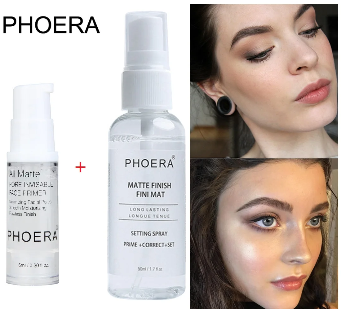 

PHOERA Matte Pore Invisable Face Prime + Makeup Spray Transparent Makeup Basic Spray Oil Control Long Lasting Moisturizing TSLM1