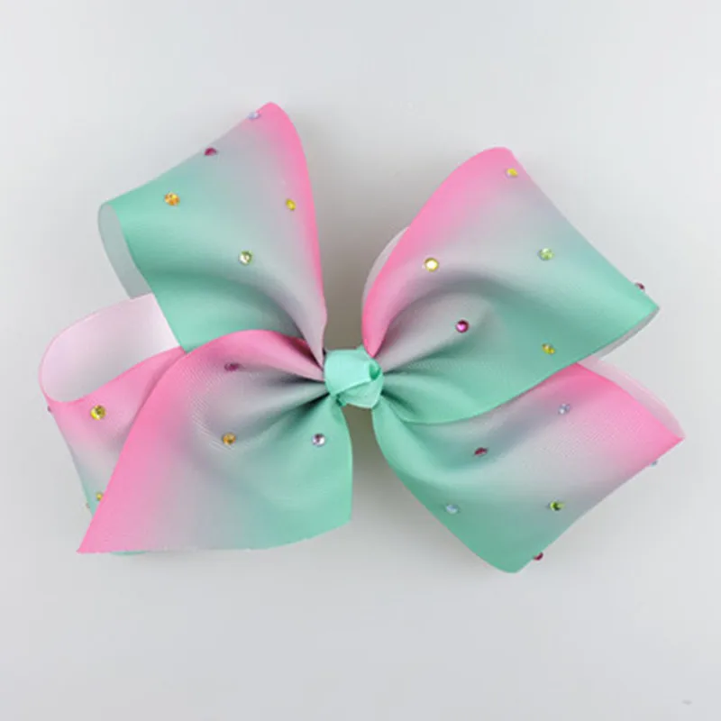 

8 Newest 7'' jojo Bow Large Bowknot Hairpins with Diamond Girl Barrette Large Colorful Bow Hair Clip Hair Accessories