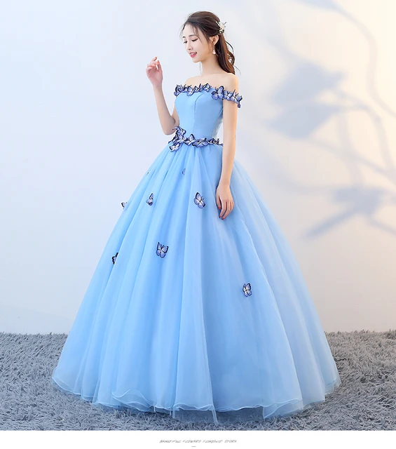 Kateprom Light Blue Sweetheart Ball Gown Beading Tulle Prom Dress, Swe –  kateprom